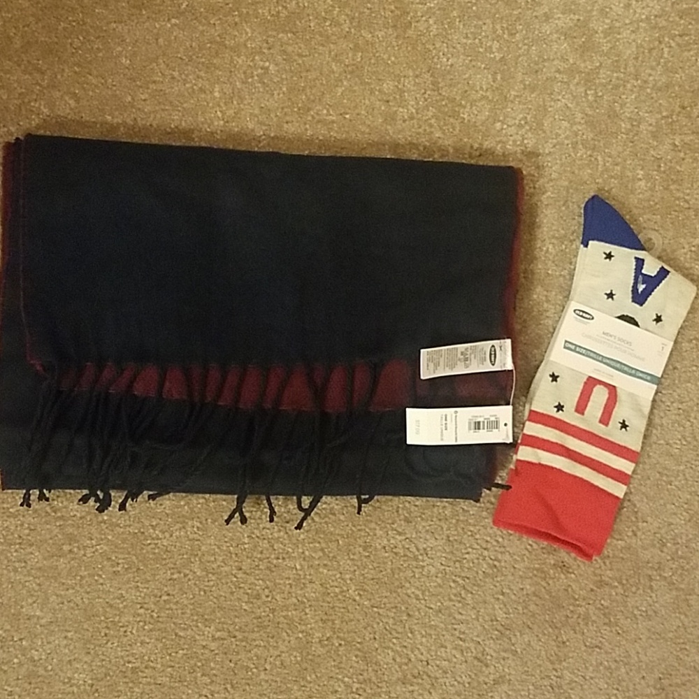Old Navy scarf and sock